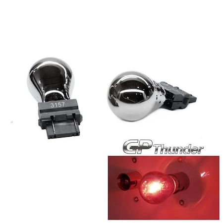 Gp-Thunder GP-Thunder GP-3157-CR Silver Stealth Chrome Red Light Bulbs Turn Signal Back Up Reverse Tail GP-3157-CR